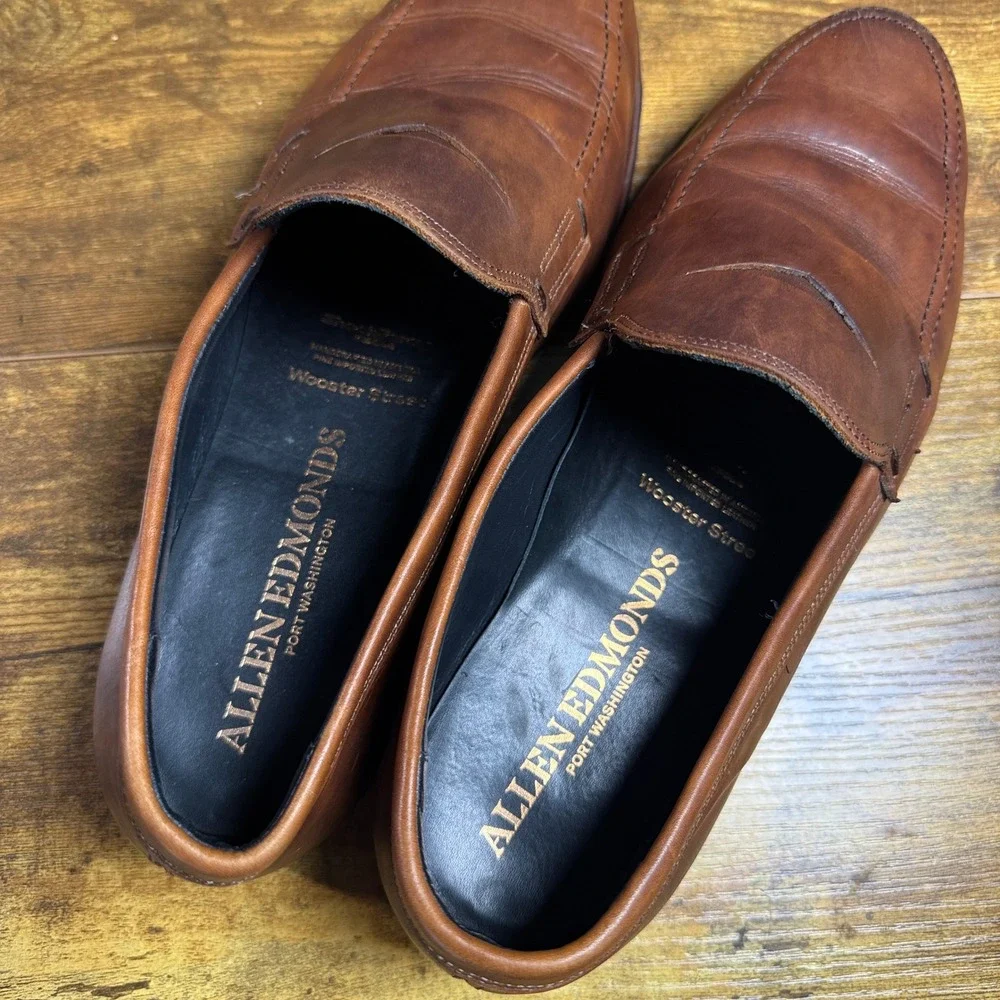 Allen Edmonds Wooster Street 2289 Brown Leather Penny Loafers Mens 9